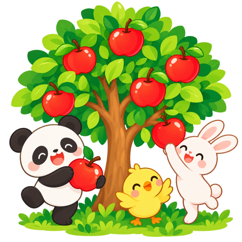 りんごの木と仲良し動物たち (1)